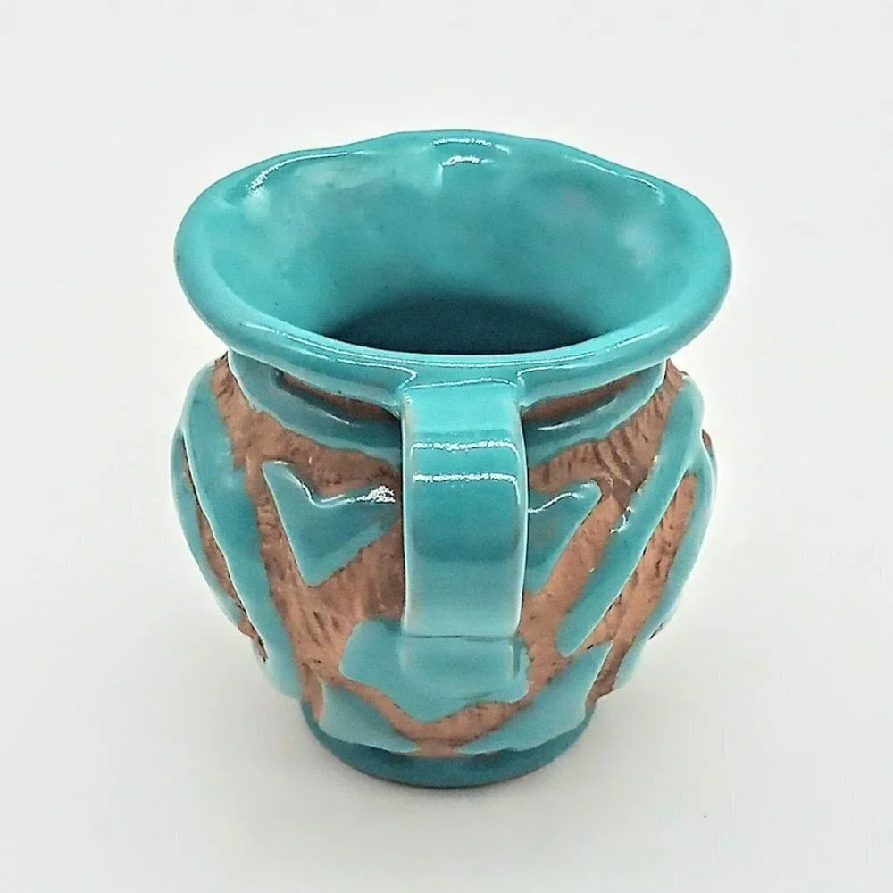 Vintage Sgraffito Italian Peasant Village Art Pottery Pitcher Creamer